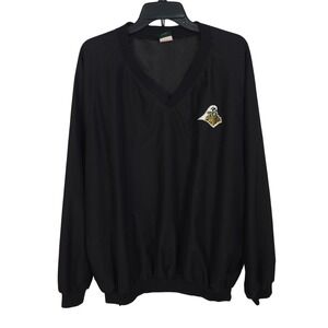 Vintage 90s MV Sport Purdue Boilermakers V-Neck Windshirt Large Black USA Made